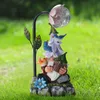 Dekorativa föremål Figurer Solenergi ELF Läsningsläge Belysningsprydnader Amerikanska villor utomhus Garden Luminous Dwarf Ornament Craft Gift 230724