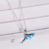 2023 neue S925 Silber Meer Ozean Wind Blau Opal Shark Anhänger Halskette Mode frauen Pullover Kette Opal Halskette