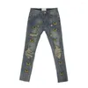 Men's Jeans Men Embroidery Ripped Holes Straight High Street Retro Punk Pants Fashio Hip Hop Streetwear Harajuku Butterfly