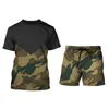 Tute da uomo T-shirt casual da uomo in 2 pezzi mimetica verde militare a maniche corte T-shirt tattica ampia da uomo con pantaloncini S-6XL 230720