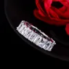 Klusterringar 925 Silver Pave Seting Full Diamond Eternity Engagement Wedding Ring Set Fine Jewelry Size 5-12