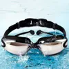 Schwimmbrille zum Schwimmen Erwachsene Kinder Brille Einteilige Ohrstöpsel Galvanik Antibeschlag Hochauflösendes Schwimmzubehör HKD230725