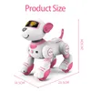 الكهرباء/RC حيوانات مضحكة RC Robot Electronic Dog STUNT VOICE COMMANTE TOUCH-SENSE MUSIC SONG ROBOT DOG PINK TOYS for Girls GIMES 230724