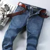 Мужские джинсы мода мода бизнес повседневная растяжка Classic Classic Брюки Джинсовые брюки мужчина черный синий 230725