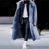 Men' Blends Trendy Men Winter Overcoat Midi Length Coat Faux Fur Colorfast Mid calf Warm 230725