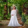 Zwangerschapsjurken White Dot Tulle Maternity Pography Props Dress See Through Maternity Po Shoot Tulle Long Dress Lantern Sleeve 230724