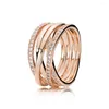 Cluster Ringe S925 Sterling Silber Rose Gold Runde Krone Herzförmige Klee Ring Original Hohe Qualität 1:1 Mode Schmuck DIY