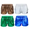 Mäns shorts Mens Shiny Metallic Boxer Shorts Low Rise Stage Performance Rave Clubwear Costume Mannes Shorts Trunks Underpants Bottoms 230724