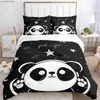 Cute Panda Copripiumino Cartoon Kawaii Consolatore Set di biancheria da letto Copripiumino morbido e custodie per adolescenti Single / Double / Queen / King L230704