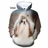 Men's Hoodies The Cute Shih Tzu Dog 3D-printed Hoodie Men's Women's Animal Size XXS-4XL