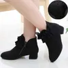 Boots Boots Flower Children Girls Winter High-Heeled Snow For Kids Red Ankle Princess Leather Shoes 5 6 7 8 9 10 11 12 Years OldBoots Z230725