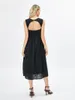 Casual Dresses Women Summer Midi Spaghetti Strap Dress Black Sleeveless Backless Floral Hollow Bandage Party Club Long