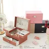 Dreischichtige Schmuck-Organisationsbox, große tragbare Ohrring-Aufbewahrungsbox, PU-Halsketten-Display, Geschenk für Juwelierin Joyero 230725