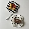 Plates Nordic Ceramics Black And White Wave Plate Soup Fruit Striped Breakfast Home Snack Cake Birthday Gifts