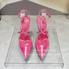 Sandals Fashion PVC Rhinestones Chains Clear Shoes For Women Sexy Pointy Toe Sandalias Crystals High Heels Zapatos Mujer