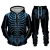 Men's Tracksuits Halloween Skull Print Hoodie Sweatshirt Lace Up Trousers Two Piece Set Long-Sleeve Tunic With Pocket Male Leisure Scary