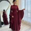 Eleganti abiti da sera in crepe in crepa eleganti Burgundy Mermaid Falta ad alta cerniera con cerniera musulmana Abito da festa formale per donne