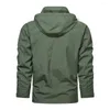 Herenjassen Jas Effen kleur Multi Pocket Rits Winddicht en waterdicht Outdoor Bergbeklimmen Capuchon Duiken Oversized