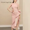 Abiti casual Moda Ruffles Split Irregolare Abito lungo sottile per le donne 2023 Estate senza maniche Vita alta Pieghe Elegante sera 1B126