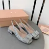 Miui berühmte Schuhe Mary Brand Jane Damen Schuhe sexy Bankett Prinzessin Hochzeitskleid Damenschuhe Super dicke Metallschnalle 100% Leder Schwarz Gold High Heels Klassiker.