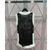 Runway Designer Summer Women Embroidery Knit Tank Tops Loose Sleeveless T-shirts Round Neck Casual Lady Tees Vests