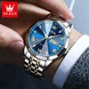 Начатые часы Olevs Мужские наблюдатели Rhombus Mirror Original Quartz Watch для мужчины Водонепроницаемые светящиеся наручные часы из нержавеющей стали мужское дата неделя 230724