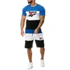 Chándales para hombres Moda para hombres Culturismo Chándales a rayas Verano Casual Fresco Manga corta Estampado deportivo Streetwear Camiseta gráfica Conjunto de pantalones cortos 230724