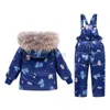 Down Coat Yeni Karikatür Dinozor Giyim 2023 Set Bebek Kız Giysileri Erkekler Kış Ceket Tulum Tulum Çocukları Sıcak Bebek Snowsuit HKD230725