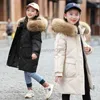 Down Coat Winter Down Jacket for Girl Fur Collar Children Thicken Hooded Long Teenage Girl Outerwear Coat 4-13Years Kids Snowwear HKD230725