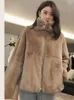 Women's Fur Winter Jackets Solid Loose Simplicity Stand Collar Female Coat Fashion Warm Black White Faux