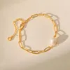 Link Armbänder Klassische barocke Kupferkette Perle vergoldet 18 Karat Echtgold Armband für Frauen Urlaub OL Party Geburtstagsgeschenk Modeschmuck