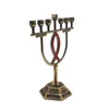 Andra hem Garden David Star Menorah Decoration Je 7 Branch Hanukkah Gold Color Eloy Judism Church redskap Candelabra 230725