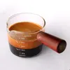 Su Şişeleri 40/75/80/150ml Ahşap Tapı Cam Espresso Ölçüm Kupası Çift/Tek Ağız Süt Jug Kahve Malzemeleri Açık Mutfak Tedbir Kupa