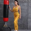 Conjuntos ativos sem costura feminino yoga listrado roupas esportivas corrida conjunto fitness sem mangas costas ocas tops curtos leggings de cintura alta