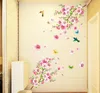 Wall Stickers 3d Pink Removable Peach Plum Cherry Blossom Flower Butterfly Art Decal Home Sticker Room Decor