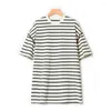 Koszule damskie Pracuje kolorowe linijki do włosów haft stripe unisex T-shirt Summer krótki rękaw Femme Pullover Vintage Casual Lady Top