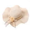 Cappelli a tesa larga Cappello a secchiello Elegante decorazione a fiori sottili Viaggi all'aperto Protezione solare da spiaggia Accessori per costumi Paglia Estate