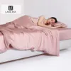 Bedding sets Lanlika Women Pink Nature 100% Silk Set Solid Color Flat Sheet Pillowcases Queen King Quilt Cover Bed Fitted 230725