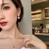 Dangle Earrings Exquisite U Shaped Pink Pearl For Women Luxury Young Girls Zircon Setting Gold Color Drop Earring Jewelry B1