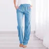 Pantalon femme couleur unie femmes coton ligne cordon pantalon de survêtement droit décontracté taille élastique jambe large longue Joggers pantalon