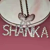 Pendant Necklaces Icy Butterfly necklace with Custom Name Plate Bling Letters Necklace Personalized Name Jewelry Personalised Gifts for Her J230725