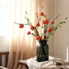 装飾的な花人工植物ブランチ6フルーツペルシモン花柄ベリーホームデコレーションアクセサリーガーデンフェイク