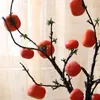 装飾的な花人工植物ブランチ6フルーツペルシモン花柄ベリーホームデコレーションアクセサリーガーデンフェイク