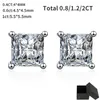 Stud Smyoue Princess Cut 1.2/2CT Stud Earrings for Women Men VVS Simulated Diamond Ear Studs 925 Sterling Silver Jewelry 230724