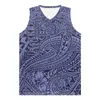 Regata masculina Polinésia Tribal Pohnpei Totem Estampas de tatuagem Colegial Retro Camisa de Basquete Masculina Costurada Camisa Esportiva Moda