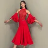 Stage Wear 2023 Ballroom Dance Dress Red Competition Latin Waltz Tango Performing Costume Club Prom Dresses BL8317