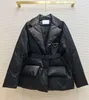 Down Parkas puffer coat parka jacket winter Cotton Short Waist Belt Suit Collar Bread Et Thickened Warm coat And Foreign Style Army