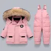 Manteau en duvet Enfants Bébé Hiver Chaud Vers Le Bas Veste Vêtements Ensemble 2pcs Garçons Épaissir Combinaison Infant Salopette Enfant Fille Vêtements Enfants Snowsuit HKD230725