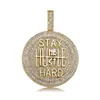 Iced Out Ronde Hanger Ketting Letter Saty Hard Goud Verzilverd Heren Hip Hop Kettingen Jewelry235a