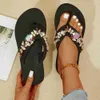 Slippers Women Flip Flop Outdoor Bling Rhinestone Ladies Shoes Casual Summer Flat Female Crystal Glitter Slippers Woman Plus Size cc59 L230725